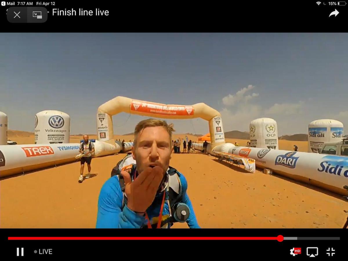 Marathon Des Sables Review: 6 Marathon/6 Days in The Sahara! | Johnny Ward Marathon des Sables Johnny finishing Marathon des Sables