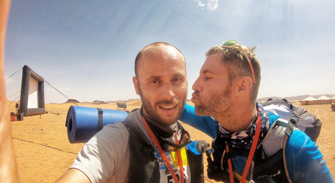 Marathon Des Sables Review: 6 Marathon/6 Days in The Sahara! | onestep4ward and manvsclock marathon des sables finish line Me and Johnny on Marathon des Sables