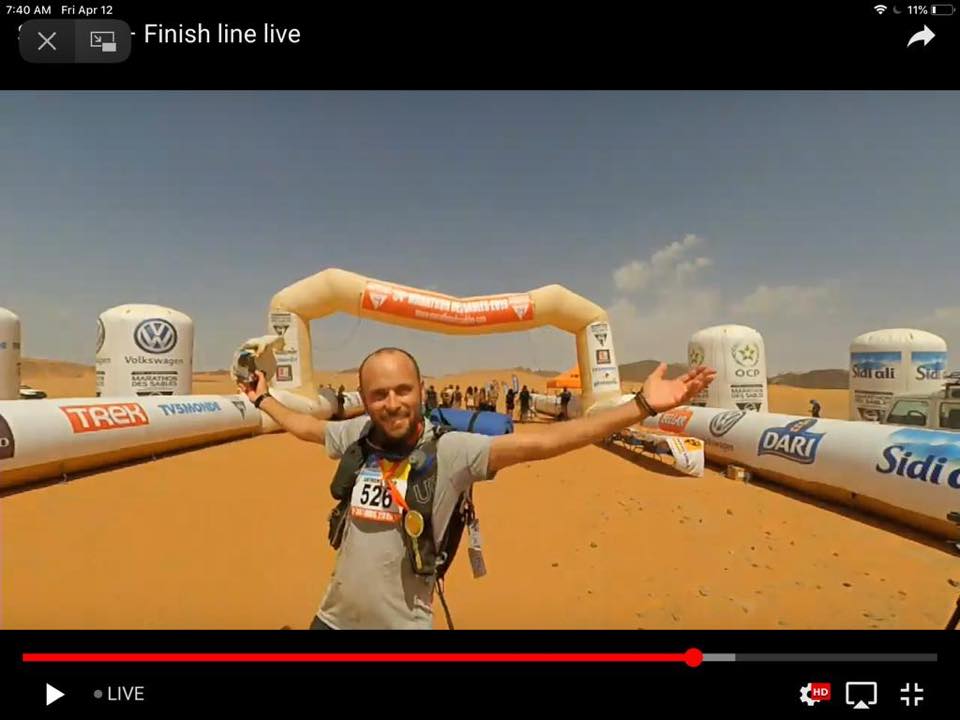 Marathon Des Sables Review: 6 Marathon/6 Days in The Sahara! | webcam manvsclock finish line Me finishing Marathon des Sables