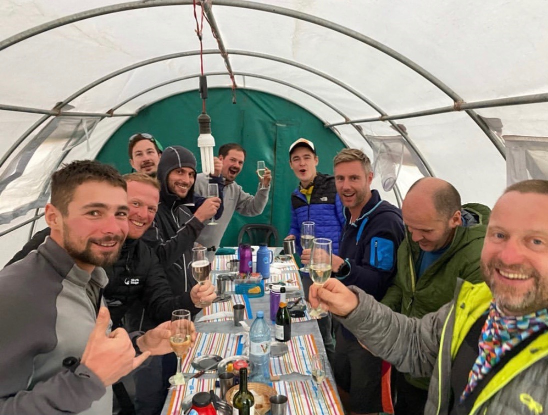 How Hard is it To Climb Aconcagua? | New years Eve on a mountain 1 Climbers toast champagne in a tent on Aconcagua during New Year's Eve