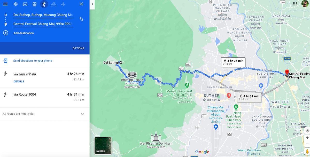 How To Run a 100 Miles Ultramarathon (And How I Did It) 4 A map of a long walking route in northern Thailand.