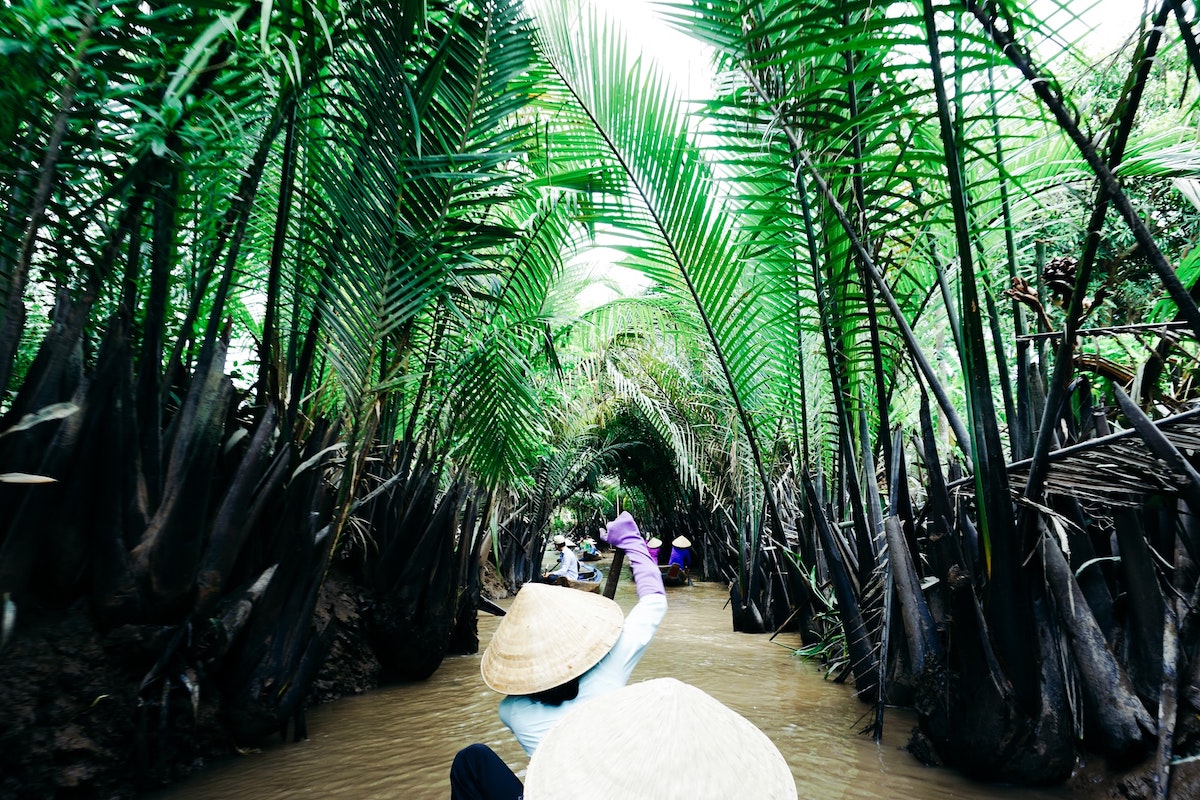 Best Vietnam Motorbike Routes: 5 Suggested Itineraries | Mekong Delta Local lady rowing in the Mekong Delta, Vietnam.