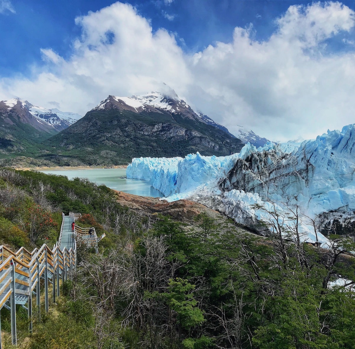 3 Weeks Patagonia Itinerary For Argentina & Chile | Perrito Moreno Glacier Santa Cruz Patagonia Perito Moreno Glacier amongst a gorgeous clear blue sky in Santa Cruz Province, Argentinian Patagonia