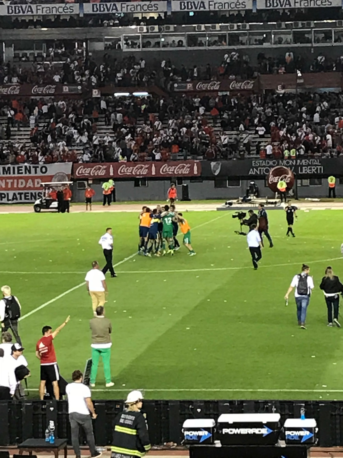 How To Buy Boca Juniors Tickets As A Tourist + Superclasico! | Boca Juniors win at Estadio Monumental A football team celebrate their victory at the end of a football match in Argentina.