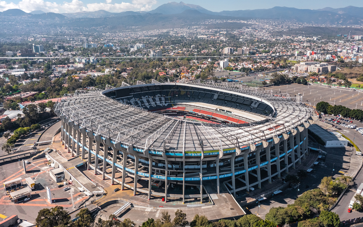 16 Famous Landmarks in Mexico (& How To See Them in 2024!) | Aztec Stadium Mexico City Aerial view of a football (soccer) stadium in Mexico.