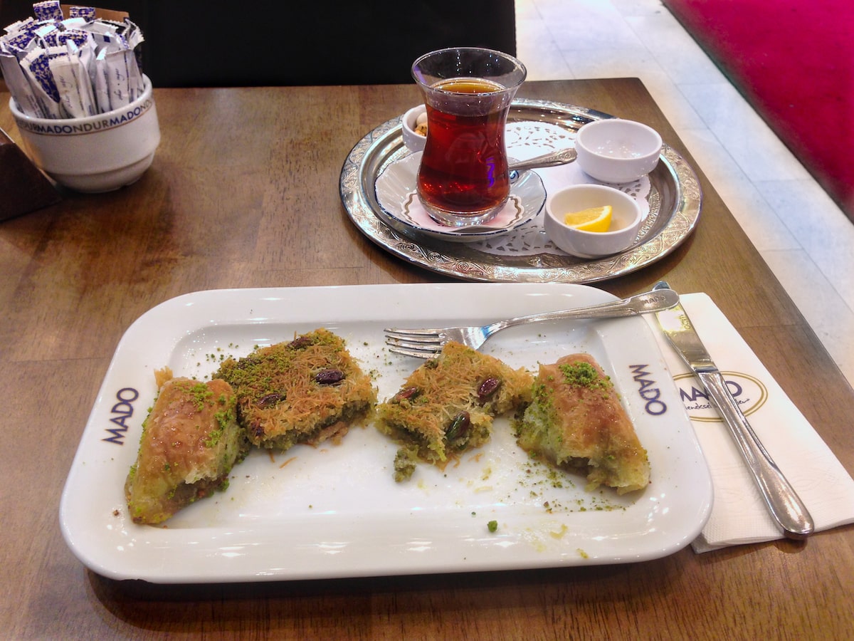 5 Best Turkish Baths & Hammams in Istanbul (Every Budget) | Baklava Istanbul Turkish pastry treat, Baklava served with a Turkish cup of tea.