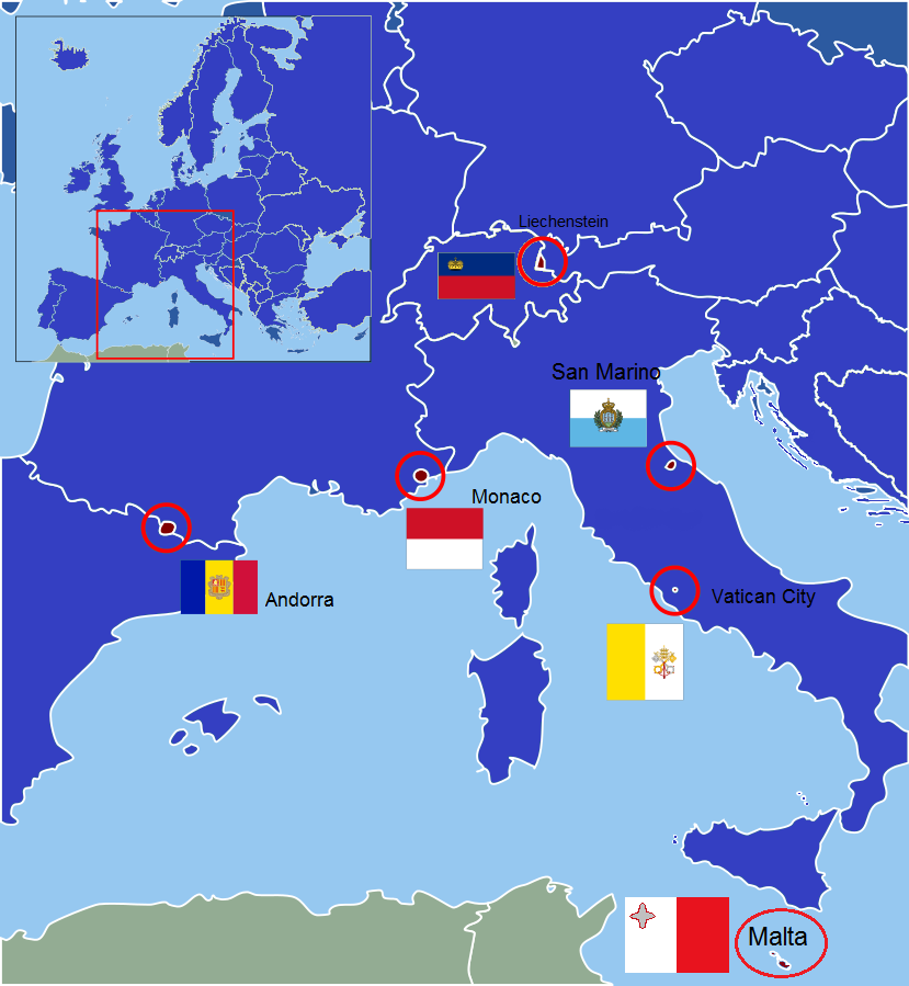 A Handy Guide To The 6 Microstates of Europe | European microstates map A Handy Guide To The 6 Microstates of EuropeÂ