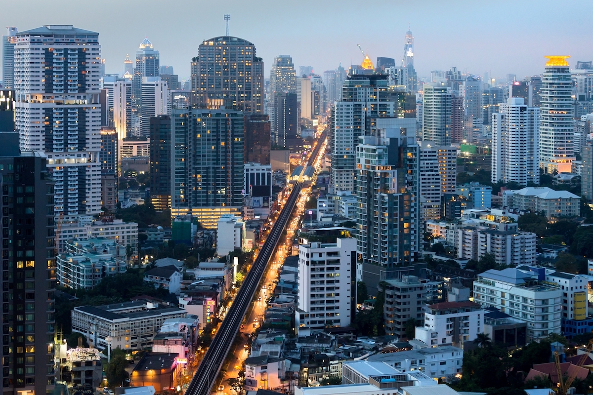 The 10 Best Neighborhoods For Expats in Bangkok | Sukhumvit Bangkok city centre night view from rooftop on Sukhumvit Road