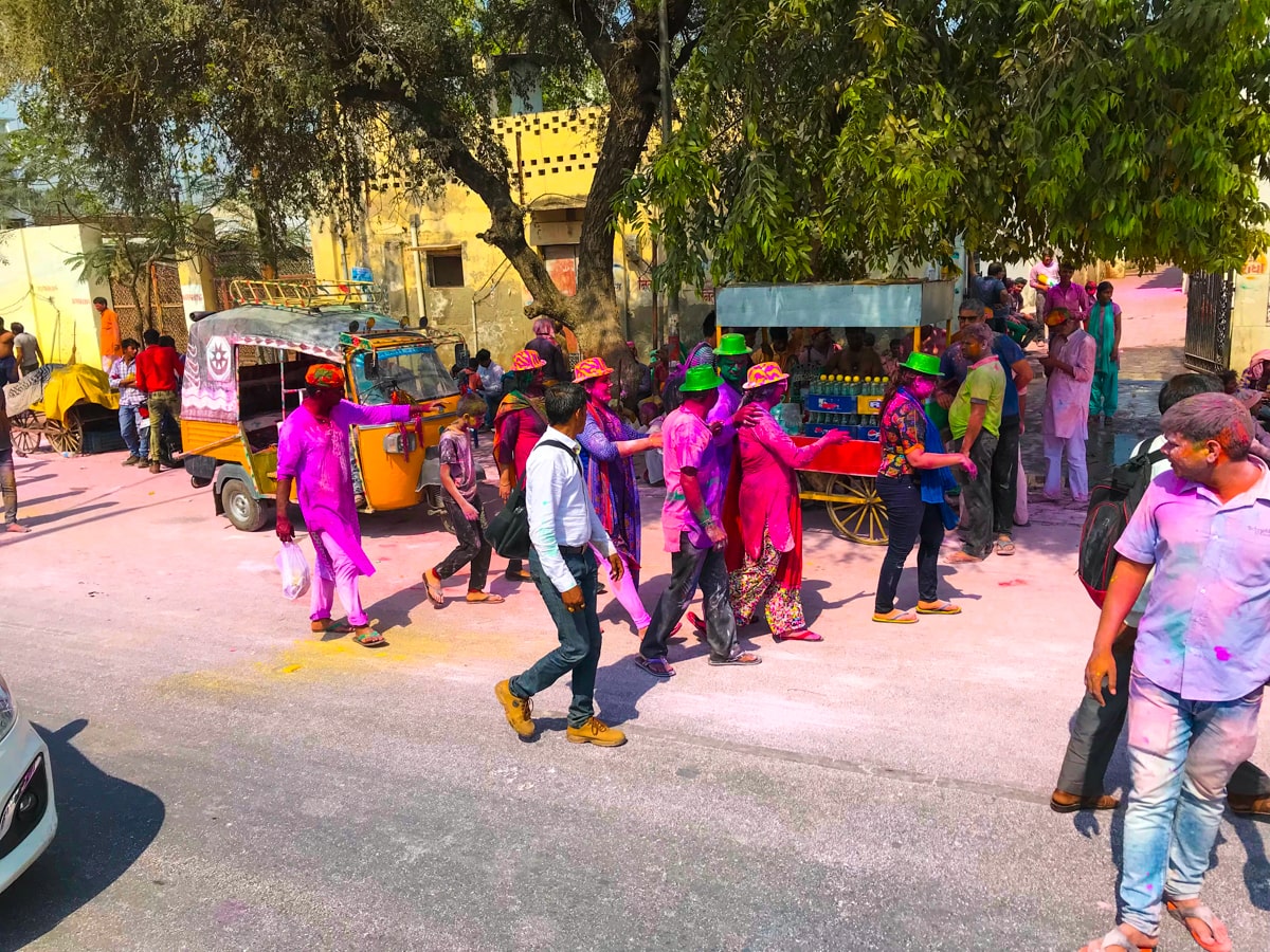 The Worst of The Holi Festival in India | Surviving holi festival Crowds walk in the street during Holi