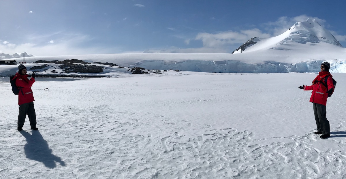 What To Expect on Your First Trip To Antarctica | first time trip Antarctica An image of a man smiling at himself in another pose during a trip to Antarctica.