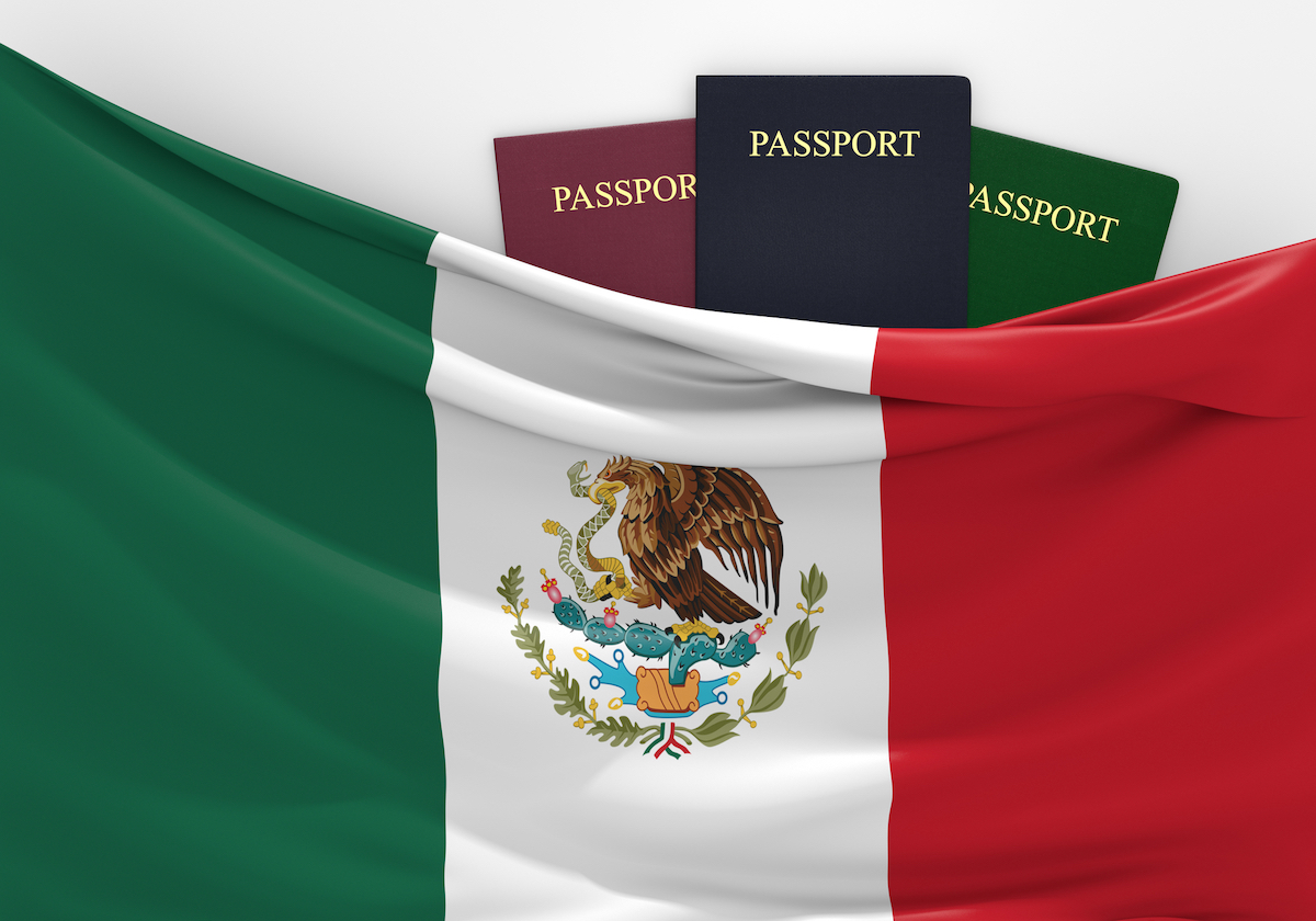 Detailed Digital Nomad Mexico City Guide For 2024 | mexico visa three passports are hidden under a huge flag of Mexico