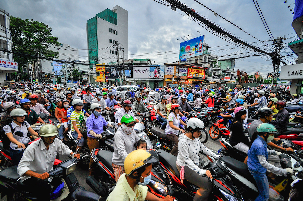 Driving A Motorbike in Vietnam: Tips & Detailed 2024 Guide | saigon motorbike traffic jam A traffic jam of motorcycles and scooters in Saigon, Vietnam.
